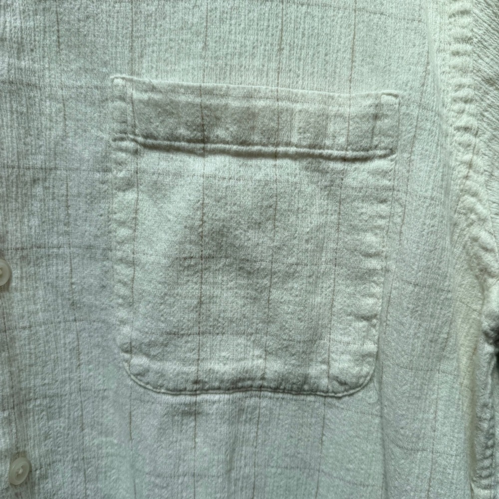 Arrow Mens Short Sleeve Button Down Shirt‎ Cream Bamboo Cotton Windowpane Medium - Picture 5 of 9